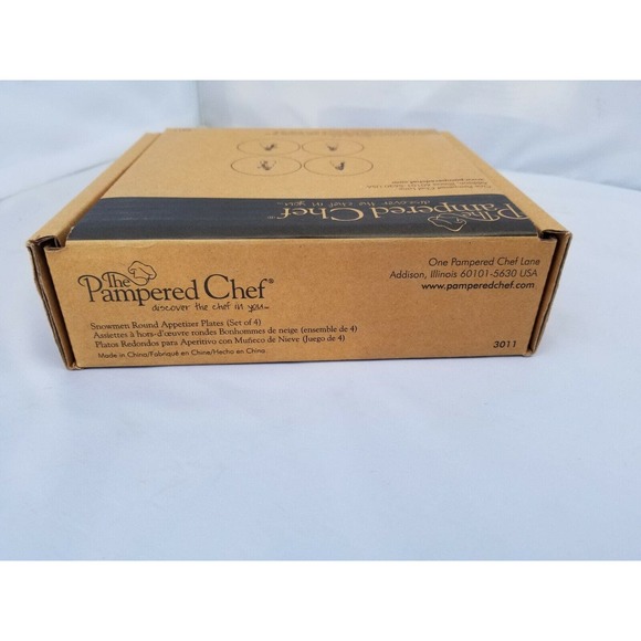 Pampered Chef Snowman Appetizer Round Dessert Plates 6 inch Diameter Set Of 4 - Picture 7 of 9